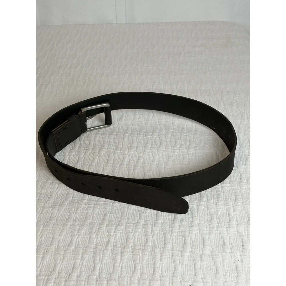 Timberland Belt Mens 38 Black Leather Nickel Buckle Hardware Casual Dress